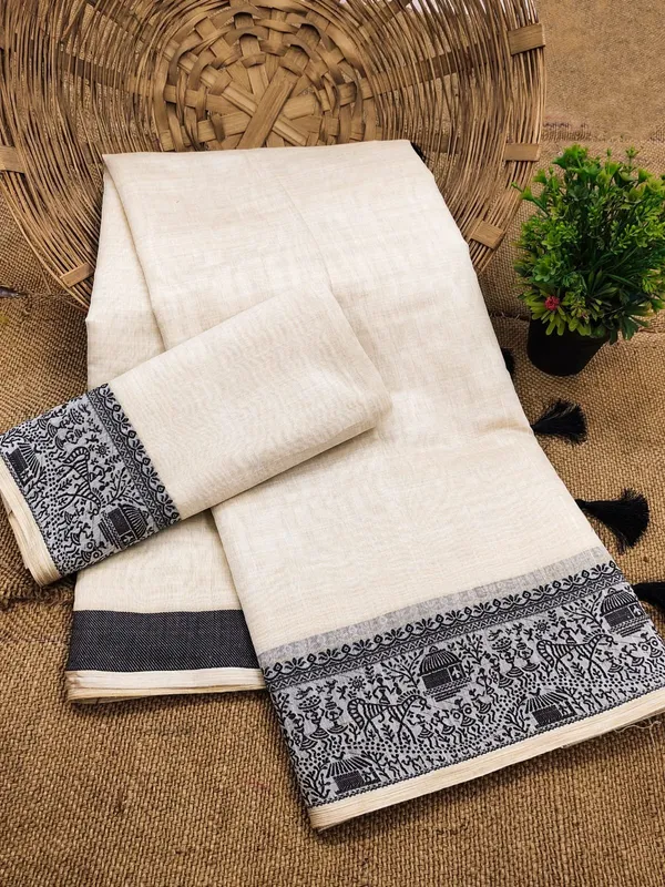 Black_Premium_Warli_Border_Cotton_Sarees