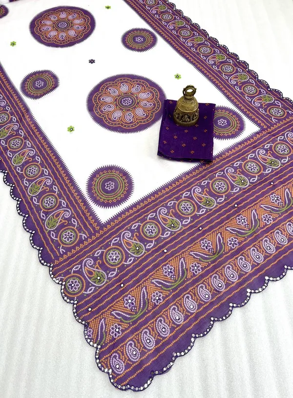 White_&_Purple_Premium_Soft_linen_Cotton_Saree_For_Women