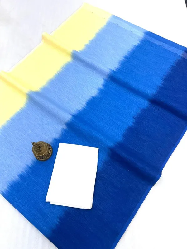 White_&_Blue_Soft_Linen_Cotton_Saree_For_Women