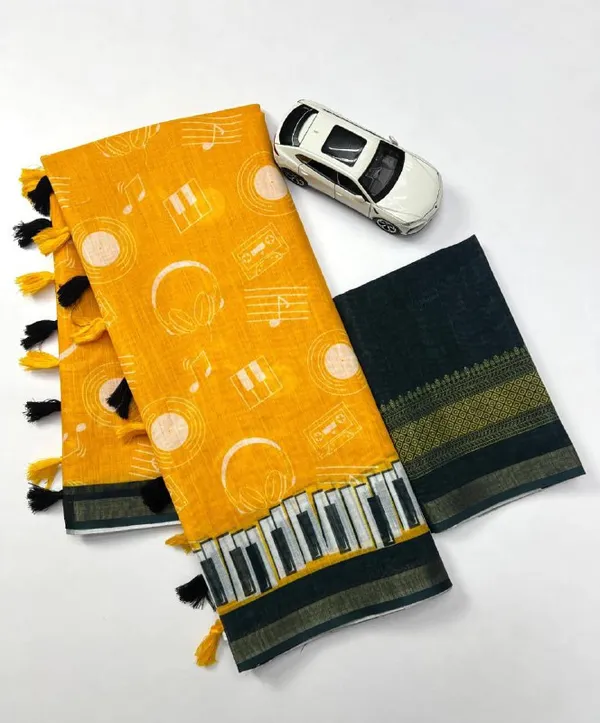 BEAUTIFUL_Yellow_Colour_Premium_Saree_With_Gold_Jari_Border