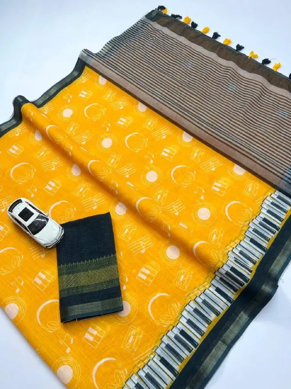 BEAUTIFUL_Yellow_Colour_Premium_Saree_With_Gold_Jari_Border