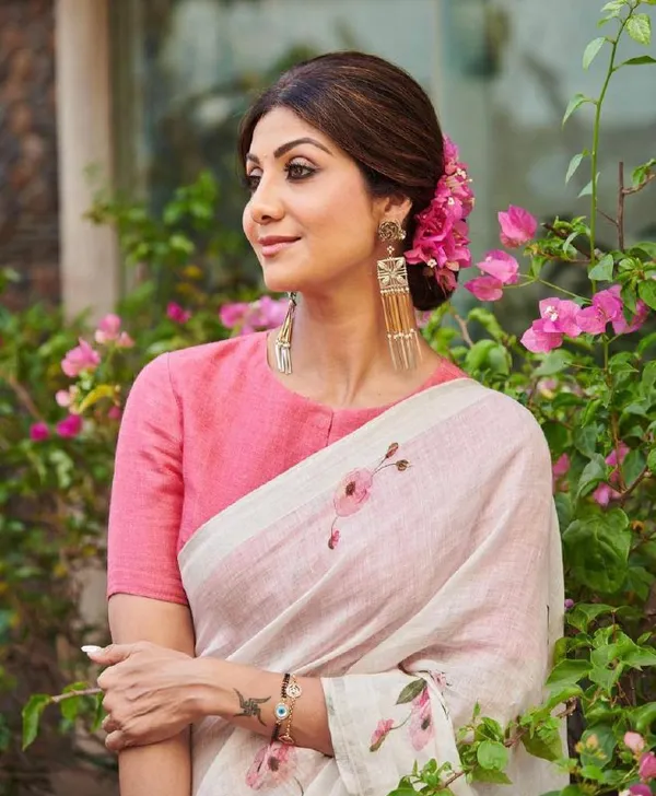 White_&_Pink_Premium_Soft_linen_Cotton_Saree_For_Women