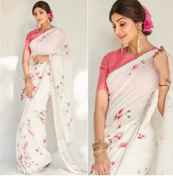 White_&_Pink_Premium_Soft_linen_Cotton_Saree_For_Women