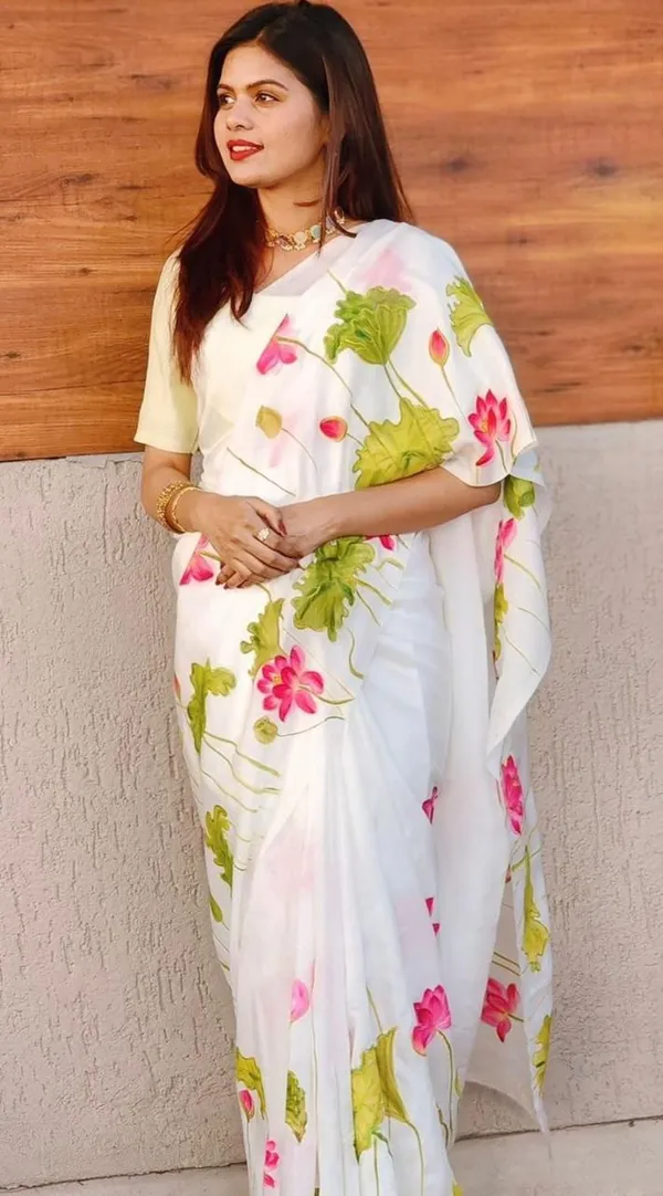White_Premium_Soft_linen_Cotton_Saree_For_Women