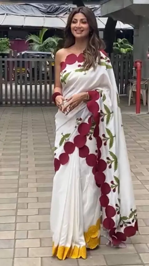 White_&_Maroon_Premium_Soft_linen_Cotton_Saree_For_Women