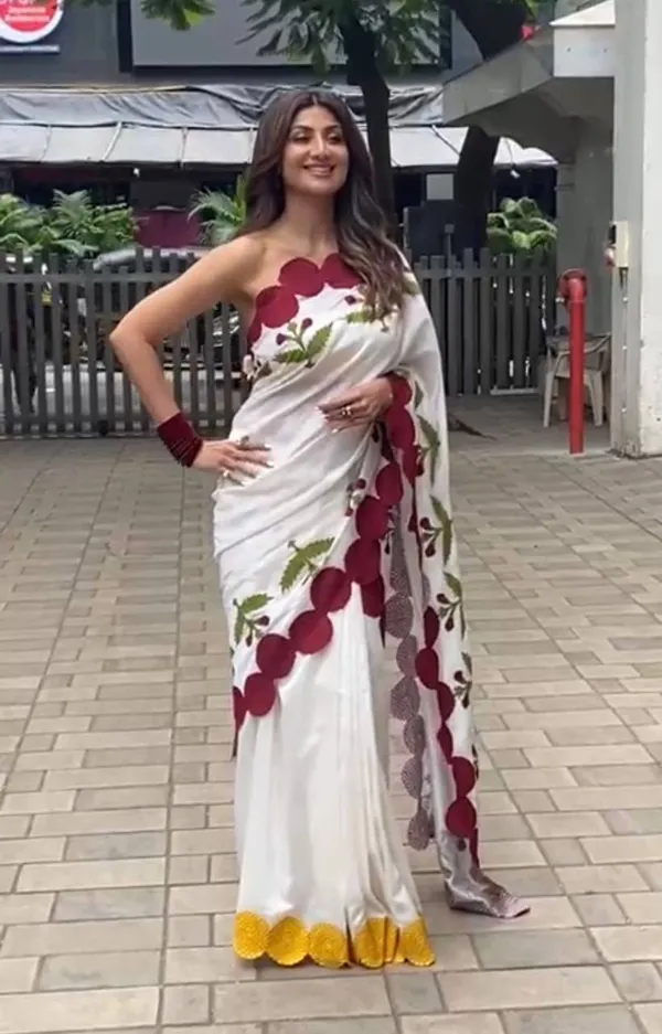 White_&_Maroon_Premium_Soft_linen_Cotton_Saree_For_Women