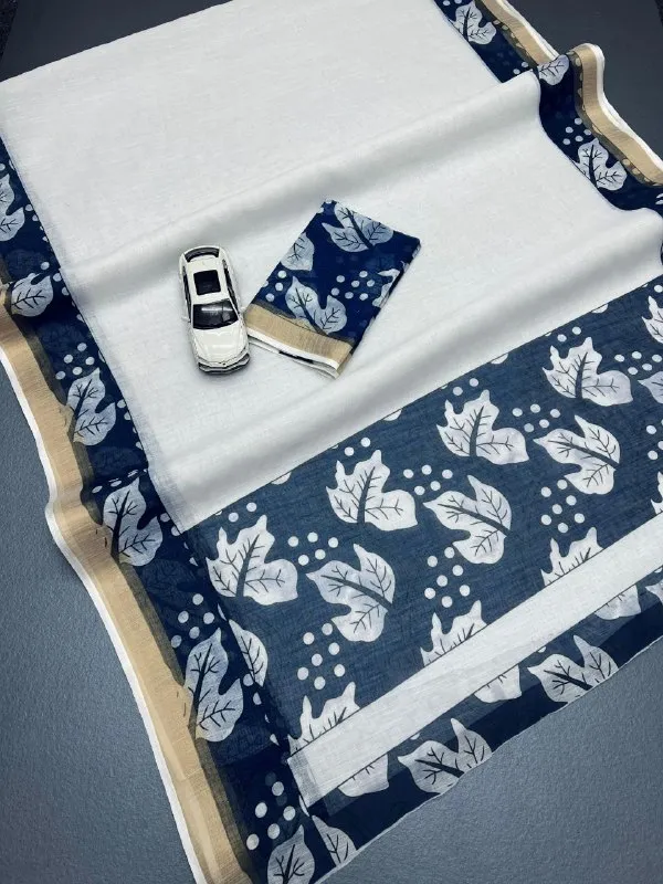 PREMIUM_WHITE__soft_linen_cotton_saree_with_Gold_jari_Border