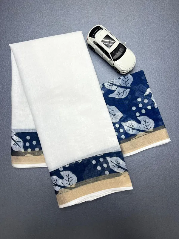 PREMIUM_WHITE__soft_linen_cotton_saree_with_Gold_jari_Border