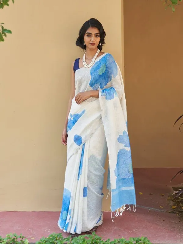 Beaautiful_flower_design_soft_linen_cotton_saree