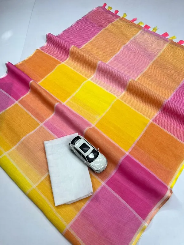 Multi_Colour_soft_linen_cotton_saree