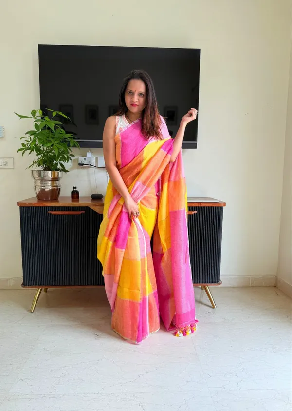 Multi_Colour_soft_linen_cotton_saree