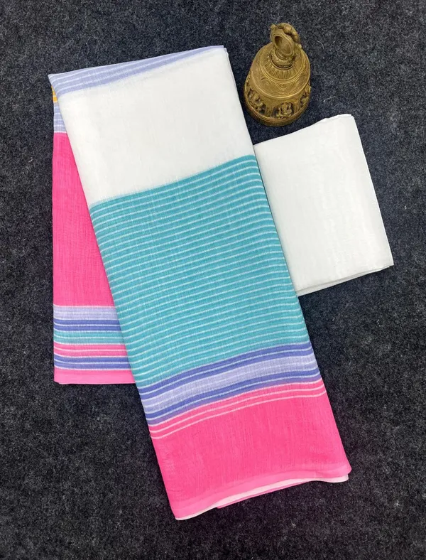 Multi_Colour_Soft_Linen_Cotton_Saree_For_Women