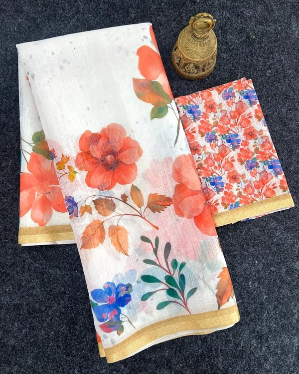 Multicolor_Premium_Soft_linen_Cotton_Saree_For_Women