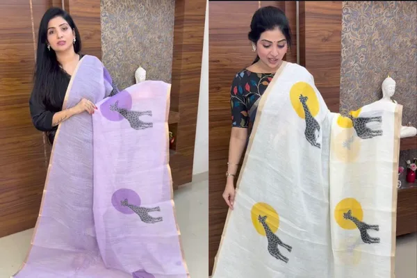 Soft_Linen_Saree_with_Giraffe_Print