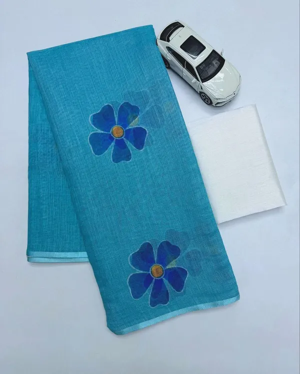 Sky_Blue_Premium_Linen_Cotton_Sarees