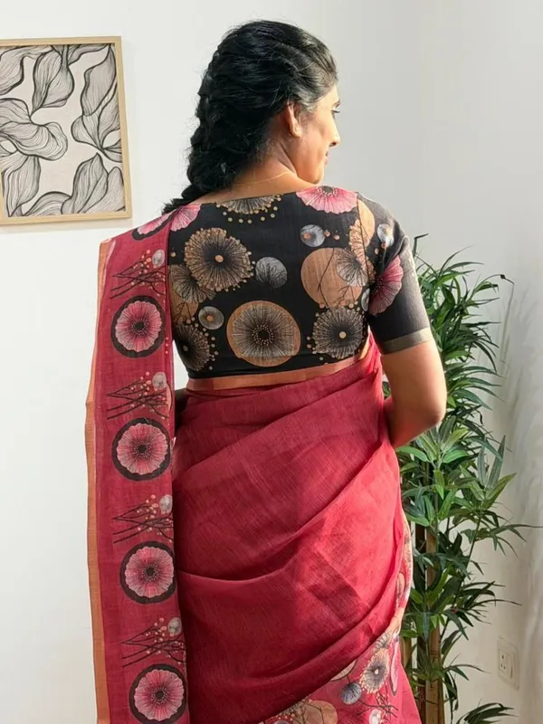 Floral_Linen_Cotton_Saree