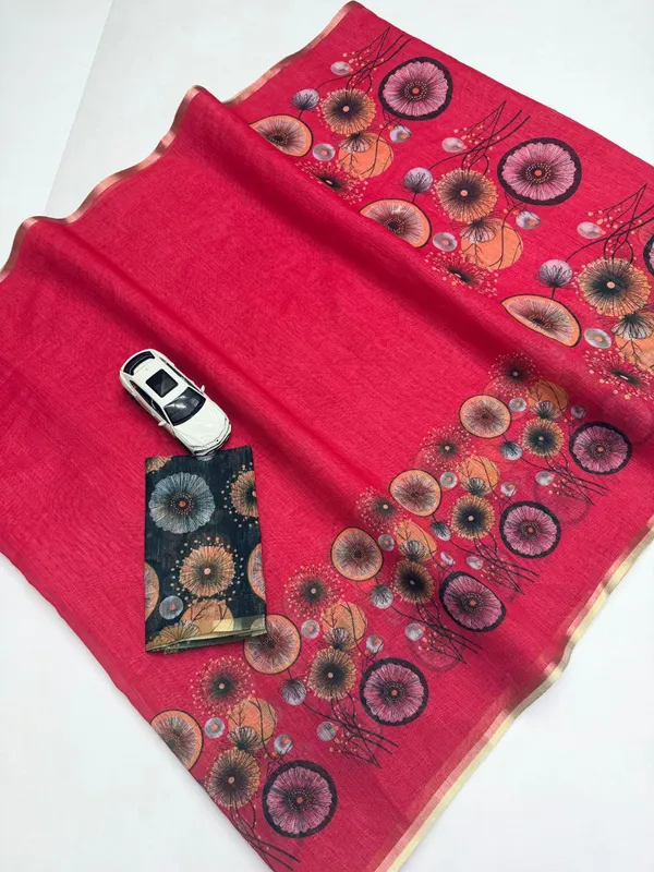 Floral_Linen_Cotton_Saree