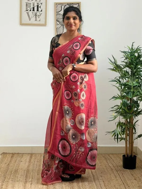 Floral_Linen_Cotton_Saree