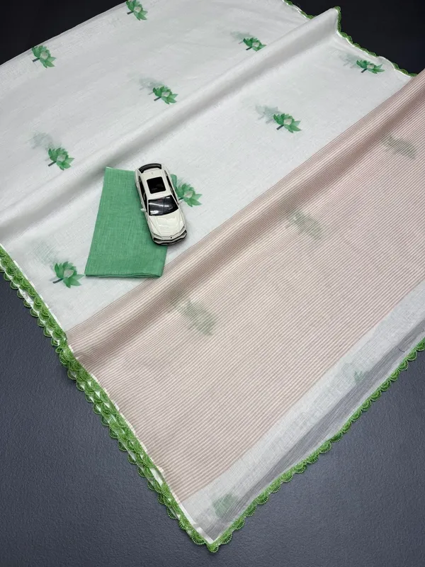 Pista_Colour_Flower_And_Pista_Premium_Lace_Border_Party_Wear_Sarees