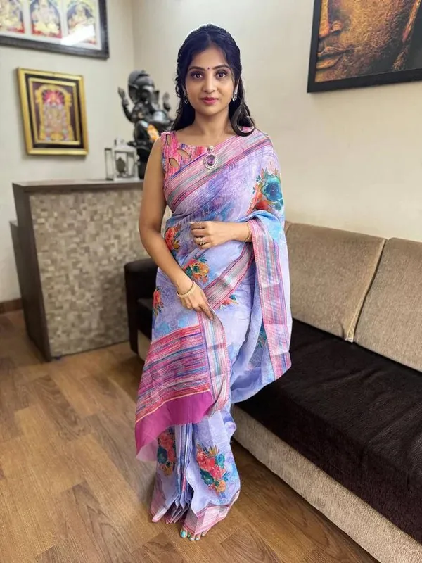 Lavender_Soft_Linen_Cotton_Saree_For_Women