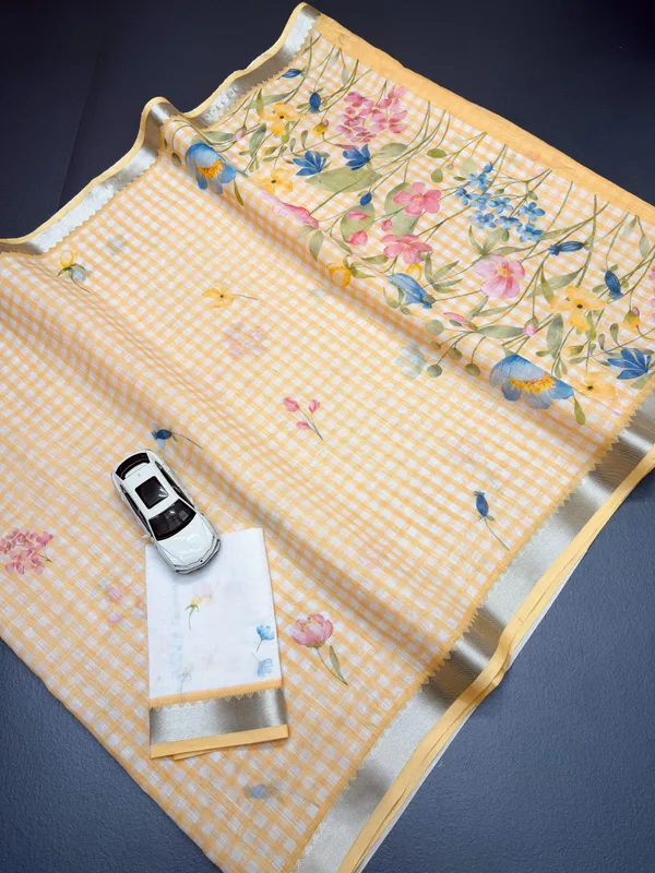 Light_Orange_Linen_Chex_Border_Sarees