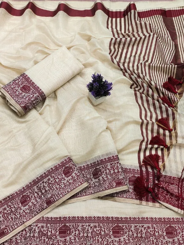 Maroon_Premium_Jequard__Border_Cotton_Sarees