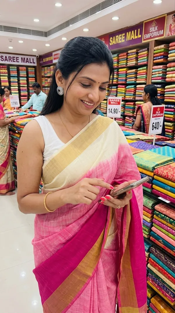 Pink_And_Creme_Dual_Colour_Sares_With_Party__Wear_Look_Sarees