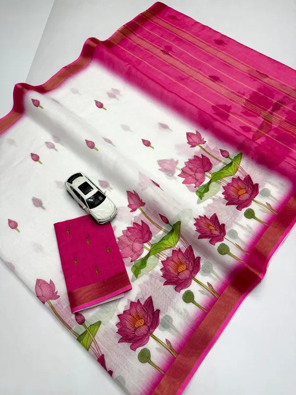 Pink_Flower_Sarees_And_Best_Combination