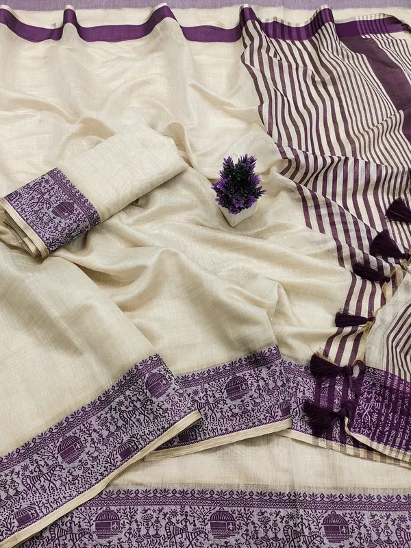 Purpale_Jequard_Border_Cotton_Premium_Sarees
