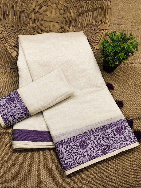 Purpale_Jequard_Border_Cotton_Premium_Sarees
