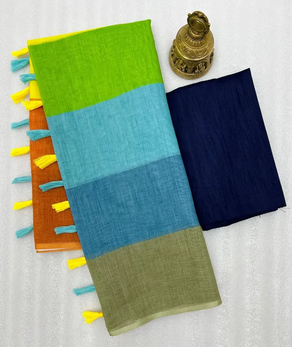 Multicolor_Premium_Soft_linen_Cotton_Saree_For_Women