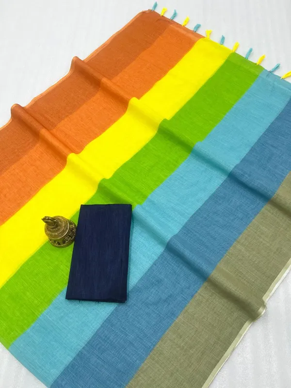 Multicolor_Premium_Soft_linen_Cotton_Saree_For_Women