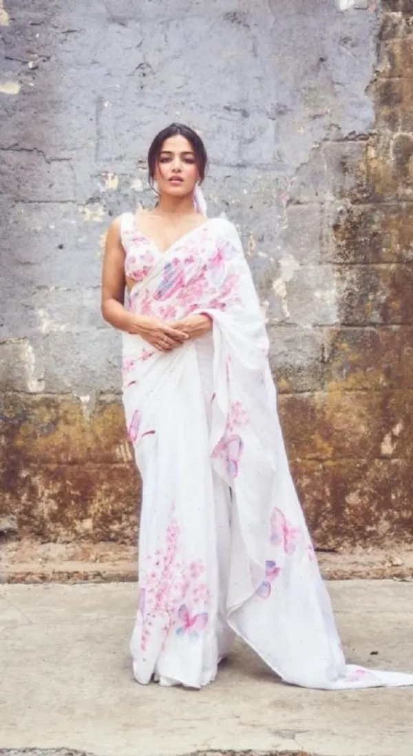 White_Premium_Linen_Cotton_Saree_With_Blouse_For_Women