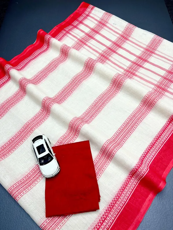 WHITE_&_RED_SOFT_LINEN_SAREES