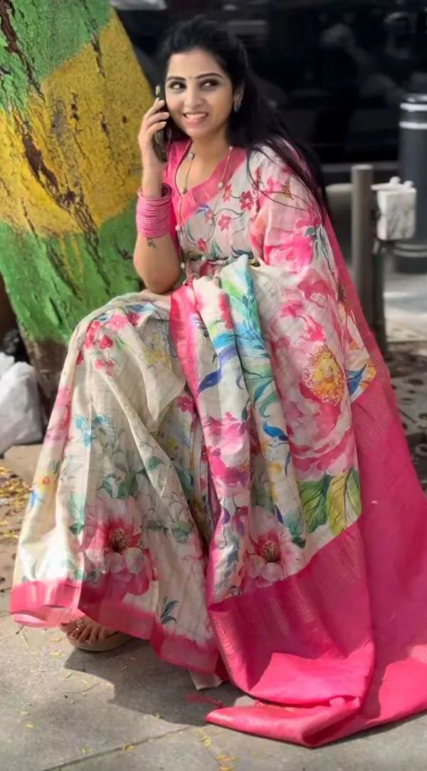 Multi_Colour_Soft_Linen_Cotton_With_Zari_Chex_Fabric_Saree_For_Women
