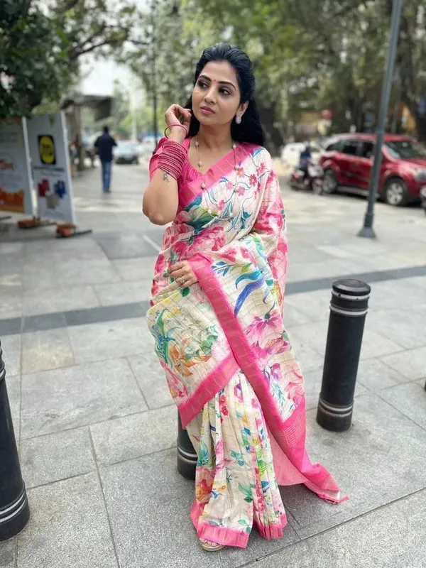 Multi_Colour_Soft_Linen_Cotton_With_Zari_Chex_Fabric_Saree_For_Women