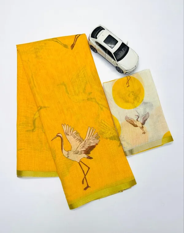 Yellow_Linen_Sarees_And_Gold_Jari_Border
