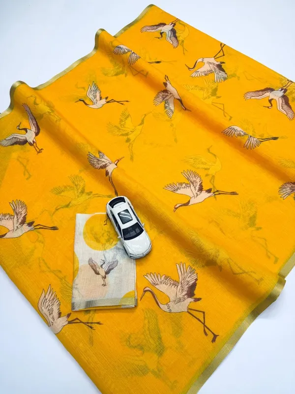 Yellow_Linen_Sarees_And_Gold_Jari_Border