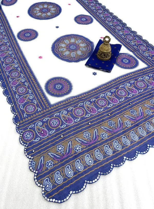 White_&_Blue_Premium_Soft_linen_Cotton_Saree_For_Women