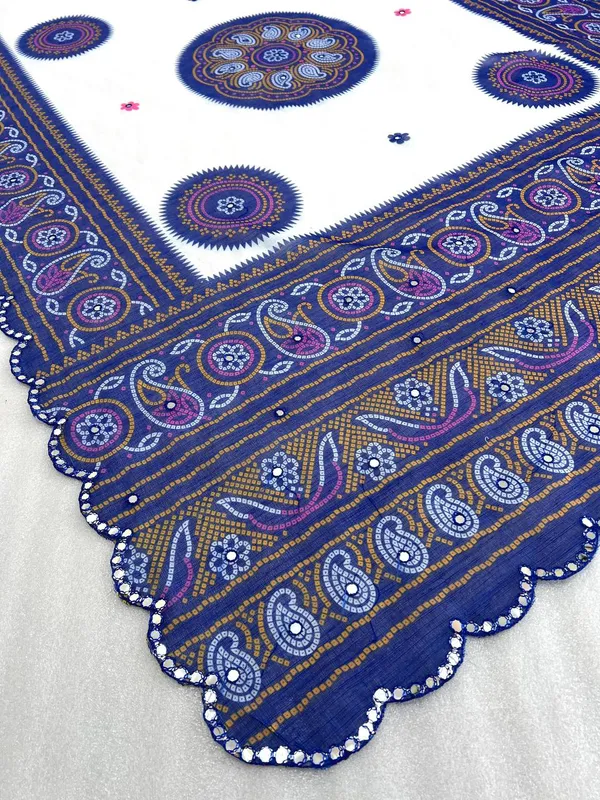 White_&_Blue_Premium_Soft_linen_Cotton_Saree_For_Women