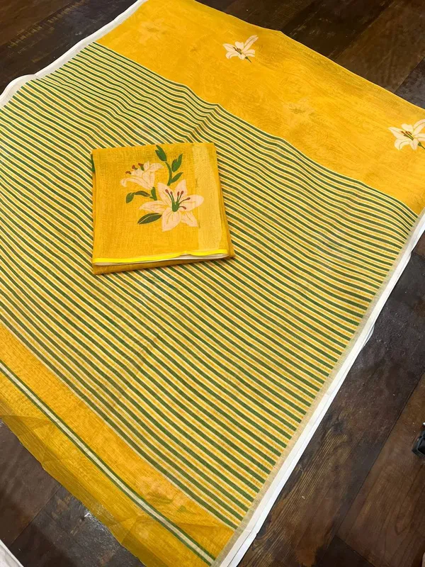 Yellow_Premium_Soft_linen_Cotton_Saree_For_Women