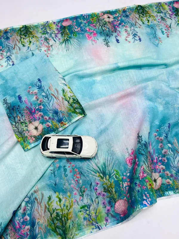 Sky_Blue_Premium_Soft_linen_Cotton_Saree_For_Women