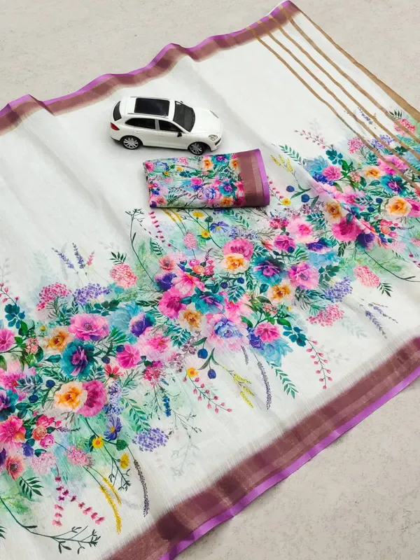 Multi_Colour_Soft_Linen_Cotton_Saree_For_Women
