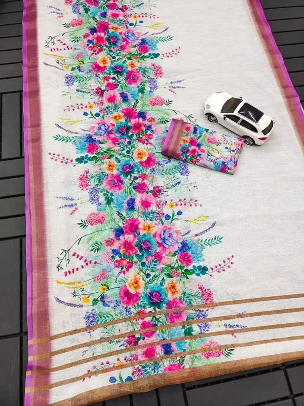 Multi_Colour_Soft_Linen_Cotton_Saree_For_Women