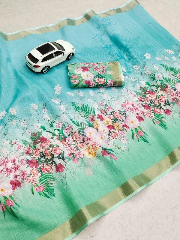 Green_Premium_Soft_linen_Cotton_Saree_For_Women