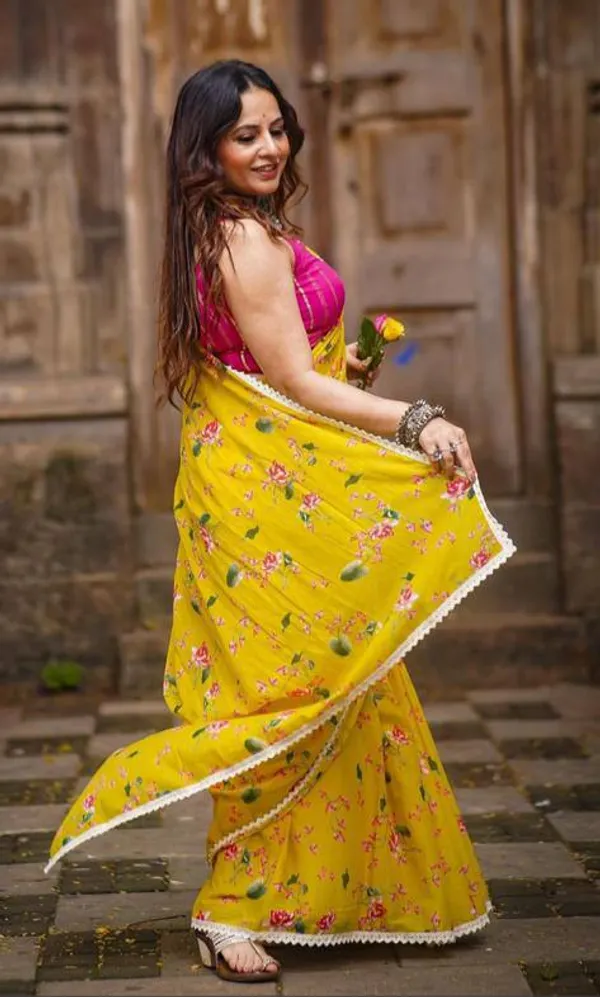 Yellow_Premium_Soft_linen_Cotton_Saree_For_Women