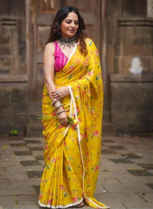 Yellow_Premium_Soft_linen_Cotton_Saree_For_Women