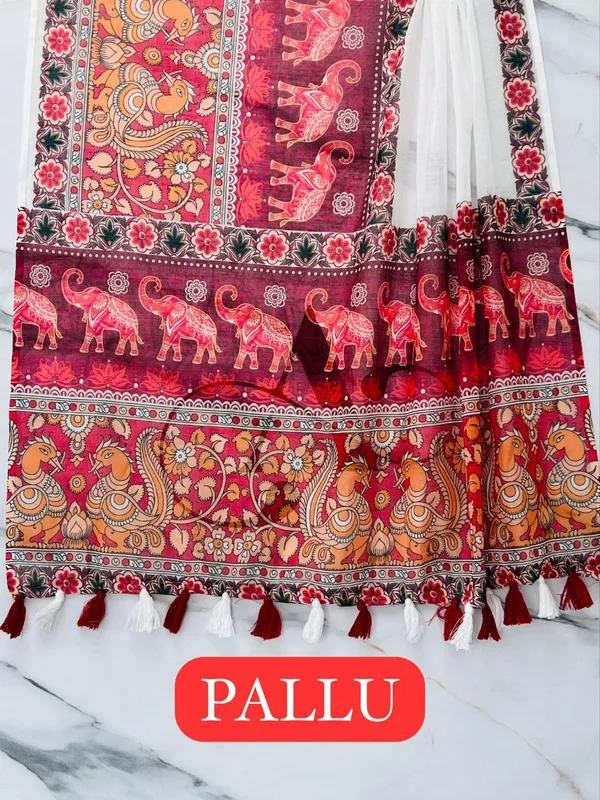White_&_Rust_Premium_Soft_linen_Cotton_Saree_For_Women