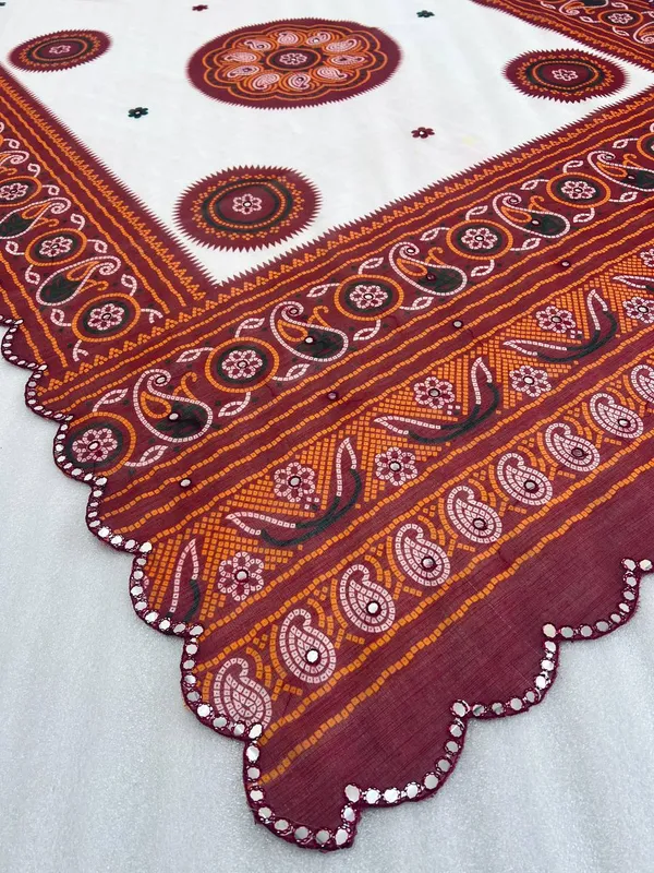 White_&_Maroon_Premium_Soft_linen_Cotton_Saree_For_Women