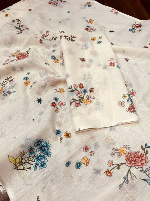 Cream_Premium_Soft_linen_Cotton_Saree_For_Women